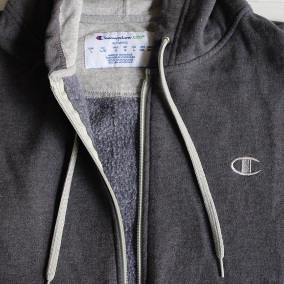 Champion Charcoal Grey Zip Up Hoodie Sweatshirt - Picture 2 of 5
